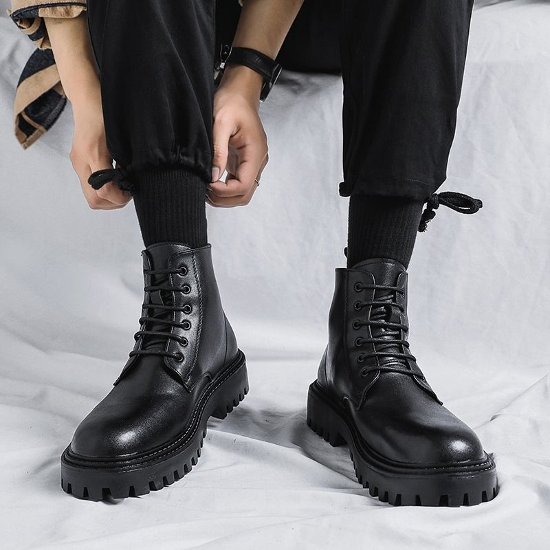 Botas de Couro Masculinas de C - Men'S Shoes With Height Increase avaliação e preço